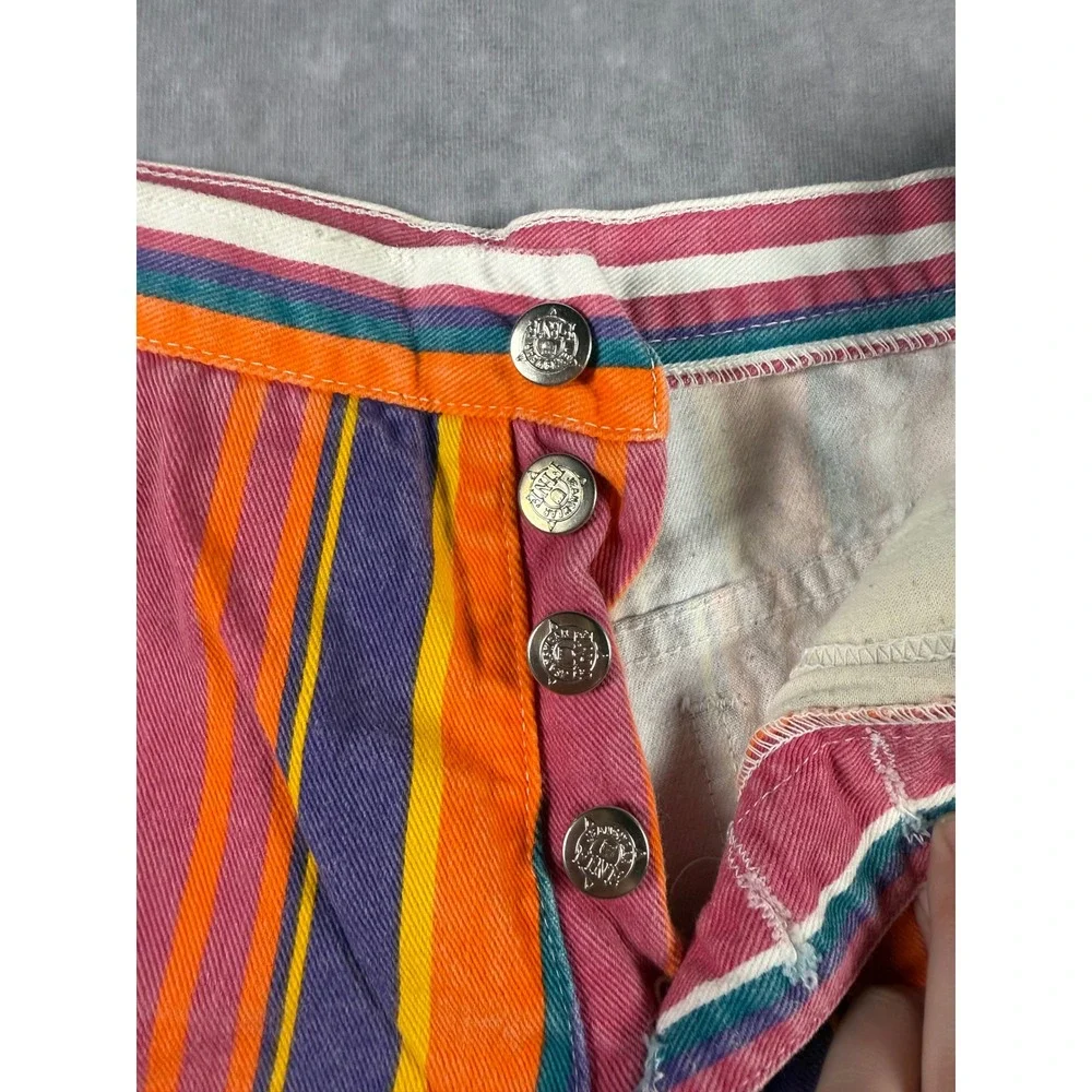Vintage 80s 90s Fine Jeanswear Women's XL Rainbow Striped Bermuda Shorts USA
